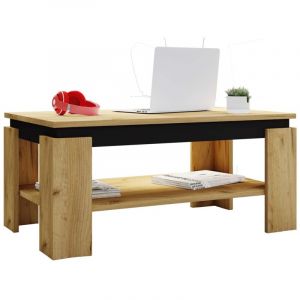 Rolas table basse 1 tablette ch&ecirc;ne d&eacute;cor, noir.