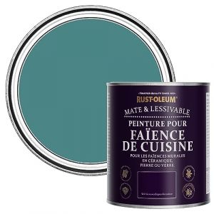 Rust-oleum Peinture Verte Résistante à l'eau pour Faïence de Cuisine, Finition Mate - Plume de Paon 750ml