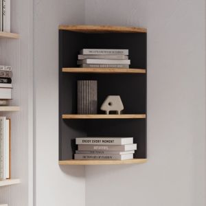 Vicco - tag&egrave;re d'angle Ecki, Anthracite/ch&ecirc;ne dor&eacute;, 30x60cm