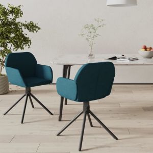 VidaXL Chaises pivotantes de salle à manger 2 pcs Bleu Velours - Bleu