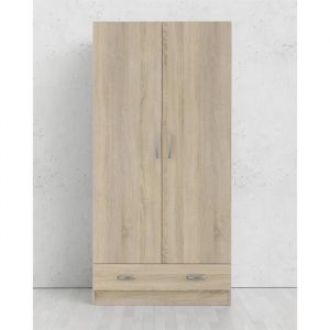 Dmora - Armoire à deux portes et un tiroir, couleur chêne, 79 x 35 x h171 cm, avec emballage renforcé