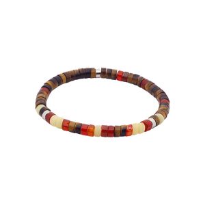 Bracelet Perles Heishi ?il De Tigre Jaspe Jaune Clair Agate Rouge