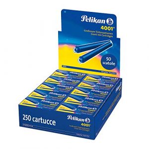 Pelikan Lot d'encre 4001 pour Stylo Plume GTP5-50 boîtes de 5 Grandes Cartouches, 310748, Bleu Roi (Blu Royal), 250 cartuchos
