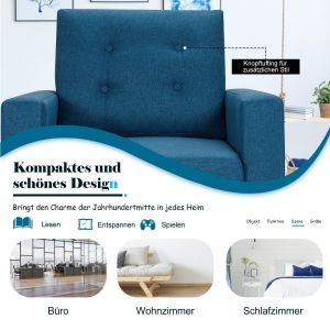 Fauteuil Coast avec 2 pics latéraux à oreilles avec accoudoirs et coussins de dossier 75 x 81 x 86 cm bleu