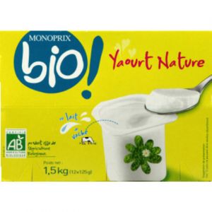 Monoprix Bio Yaourt nature bio - Les 12 pots de 125g
