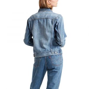 Image de Levi's Ex-Boyfriend Trucker Veste en Jean, Bleu (Soft As Butter Mid 0055), XX-Small Femme