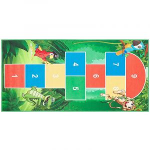 Beliani Tapis enfant vert avec marelle multicolore 80x150 cm BABADAG