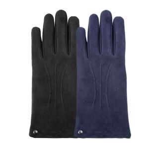 Isotoner Gants femme cuir velours taille unique Bleu