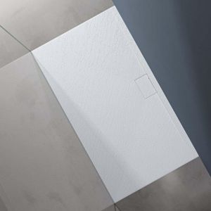 Receveur de Douche Bac à Douche Ultra Plat en Solid Surface Blanc Mat Geoma07 90x160x3 cm - Doporro