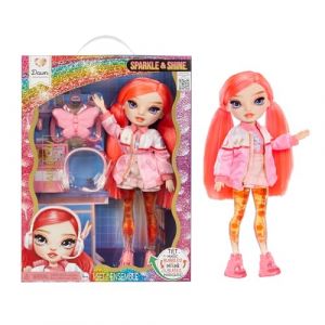 Rainbow high Sparkle & Shine Doll - Dawn - Poupée Mannequin de 28 cm avec Cheveux Rouge Corail et Bulles Magiques dans Les Jambes, Couleur, Style, Jeu, À Collectionner, Enfants de 4 à 12 Ans et Plus