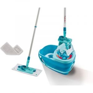 Leifheit Set Clean Twist M Ergo avec housses micro duo et SUPERDUSTER M,lave-sol avec molleton, seau essoreur, essorage facile, balai serpillère manche télescopique,kit de lavage tous sols