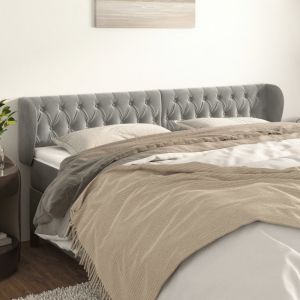 VidaXL Tête de lit avec oreilles Gris clair 203x23x78/88 cm Velours