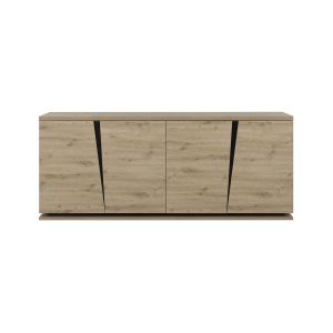 Image de Calicosy Buffet 4 Portes L 221 cm - Décor chêne et noir