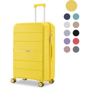 SKYCASES Urban Adventurer - Valise de voyage moyenne - Verrouillage par numéro - 44x27x66cm - 78L - Valise de voyage avec verrouillage de valise - Roues pivotantes - Jaune