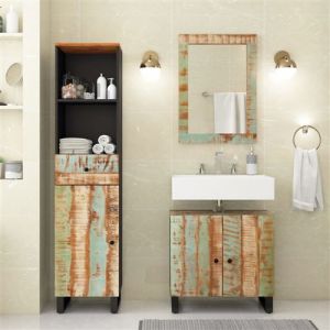 VidaXL Ensemble de meubles de salle de bain 3 pcs bois massif r&eacute;cup&eacute;r&eacute;