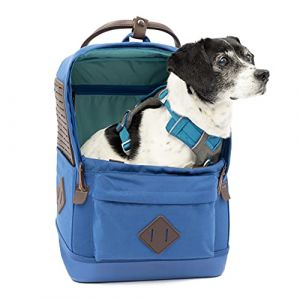 Kurgo Sac à Dos de Transport pour Chien et Chat Nomad, Attache de sécurité intérieure, Fond étanche, Double poignées de Transport, pour Animaux jusqu'à 6.8 kg - Bleu