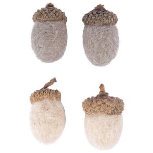 Ruedelafete Lot de 12 Glands factices en feutrine 2,5cm, Gris/Beige