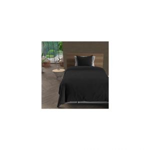 Intemporel Parure housse de couette en microfibre lavée 140x200 cm BOHEME noir, par Noir