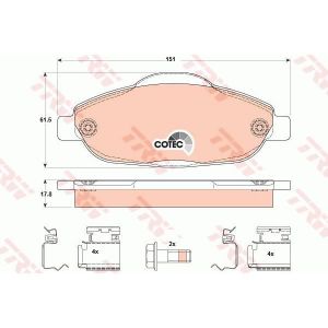 Image de Trw Jeu de 4 plaquettes de frein à disque PEUGEOT 3008, PEUGEOT 308 (161GDB1761)