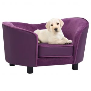 VidaXL Canapé pour chien Bordeaux 69x49x40 cm Peluche et similicuir