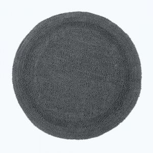 HOMESCAPES Tapis de bain rond en coton, 80 cm – Gris