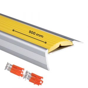 Profil&eacute; d'escalier Power Grip -Mat&eacute;riel de montage inclus 90 x 4,2 x 2 cm - Pr&eacute;-perc&eacute;, jaune