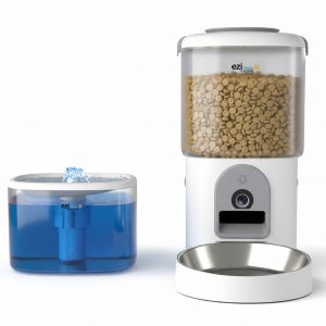 Eziclean Distributeur de croquettes et fontaine pour chat et petit chien Nutribot Cam+ Ultra (3L/5L)