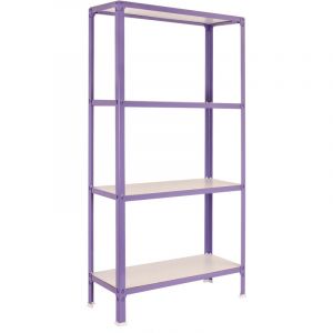 Simon Rack Étagère métallique 4 niveaux - 1600 x 800 x 300 mm - KIT HOMECLICK WOOD COLOR MINI - Violet - Blanc