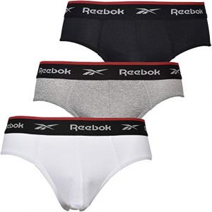 Reebok Mens Sports Brief Wiggins 3pk Black/Grey Marl/White Bikini, Small Homme