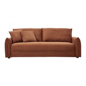 Miliboo Canap&eacute; 3 places en tissu effet velours textur&eacute; terre br&ucirc;l&eacute;e PIO