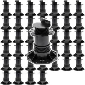 Lot de 50x Plots de terrasse &ndash; Charge 2700 kg &ndash; Hauteur r&eacute;glable 140-210 mm &ndash; en pp &ndash; Pieds de support pour Lames Dalles Lambourdes - Xpotool