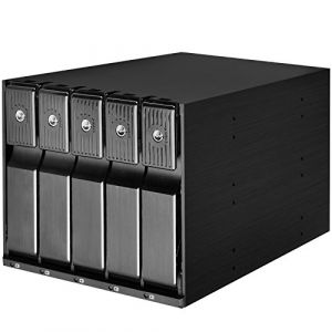 Silverstone SST-FS305-12G - Fond de Panier en Rack Mobile, 5 Plateaux, &eacute;changeables &agrave; Chaud en Aluminium avec Ventilateur et verrou pour bo&icirc;tier de Disque Dur SAS-12G / SATA 6G