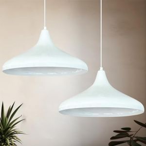 Bamyum - Lampe Suspendue Double Lustre Blanc Intérieur Blanc – Lustre Vintage E27 pour Salon, Chambre ou Salle à Manger