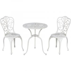 Beliani Ensemble de Balcon en Métal Jardin Extérieur Table et Chaises Blanc Triora/Dascio