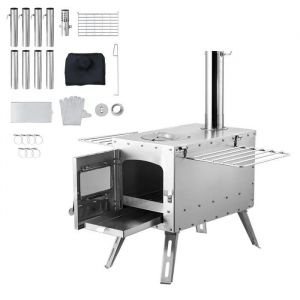 Poêle à Bois - DUOKU - Poêle de Tente en Acier Inoxydable - Portable - 1646 po³ - Tuyaux de Cheminée Inclus