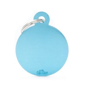 Myfamily Médaille basic grand cercle pour chien en aluminium bleu azur