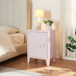 Table de chevet Inari poignée porte à droite 57 x 40 x 30 cm rose [en.casa]