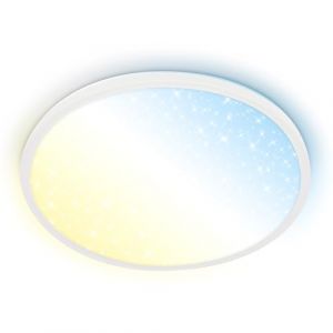 BRILONER - Panneau LED avec télécommande, intensité lumineuse variable, ciel étoilé, CCT blanc chaud à blanc froid, lustre salon, lustre chambre, luminaire plafonnier, 37,5x4,5 cm, blanc