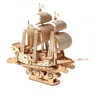 Dam Maquette en bois 3d, conception de bateau &agrave; voile avec mouvement m&eacute;canique.