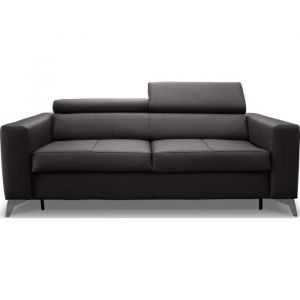Canap&eacute; 3 places convertible en cuir italien de luxe MOVIDA noir