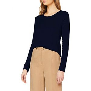 Benetton T-shirt À Manches Longues, taille L, Bleu Foncé, Femme