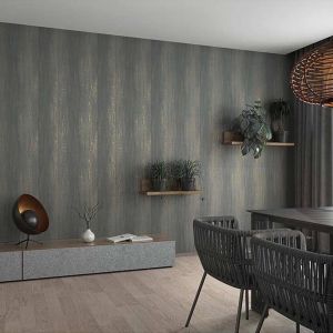 Topchic Papier peint Stripes Effect Gris métallisé