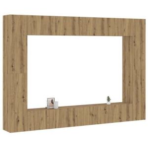 VidaXL Meubles TV muraux 8 pcs chêne artisanal bois dingénierie banc TV meuble hifi centre de divertissement buffet TV