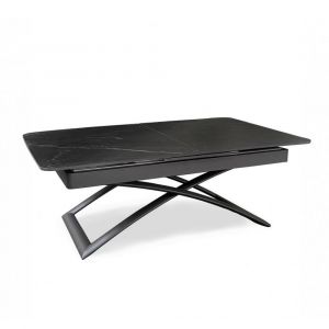 Inside75 Table relevable extensible CONDOR métal graphite plateau céramique noir