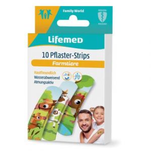 10 "Lifemed" Pflaster-Strips 6,0 cm x 1,7 cm "Farmtiere"