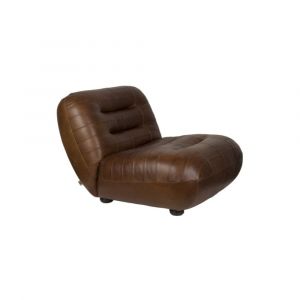 Dutchbone Fauteuil en cuir chocolat Wyatt