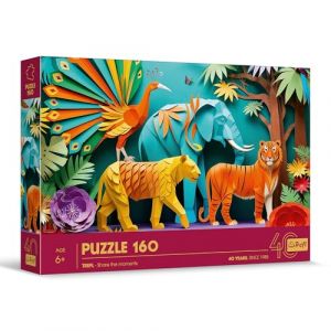 Trefl Puzzle Effet 3D, Jungle - 40e Anniversaire, Puzzle color&eacute;, pour Les Enfants &agrave; partir de 6 Ans
