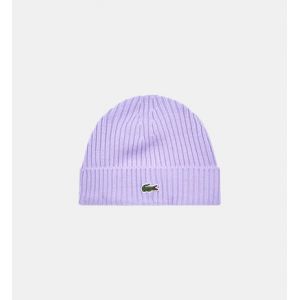 Lacoste Bonnet logo revers maille laine Violet - Couleur Violet - Taille Taille unique