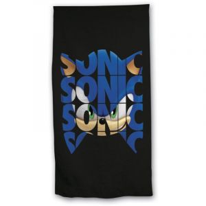 Aymax Serviette de plage - Visage de Sonic - Noire - 70x140 cm