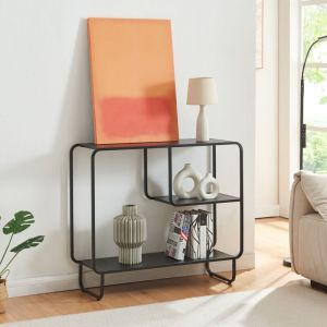 [en.casa] - Table console Færder 91,5 x 33 x 80,5 cm acier noir mat